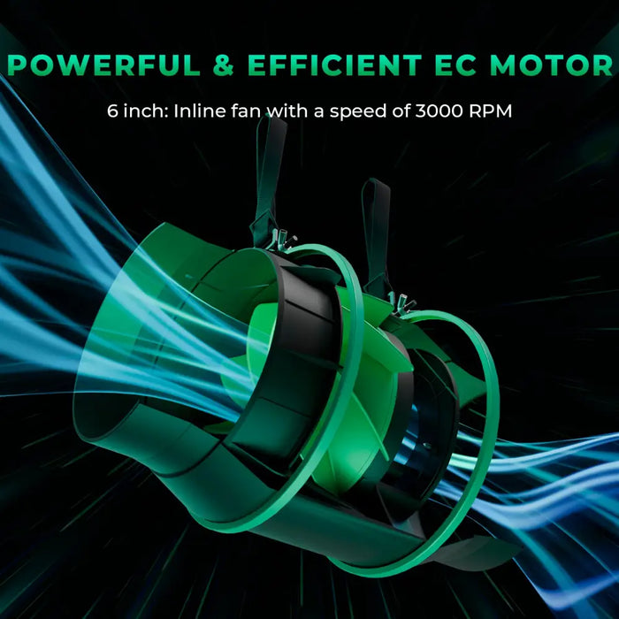 Grüner und schwarzer Inline-Ventilator.