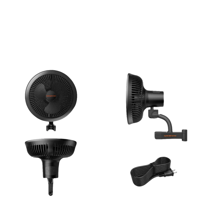 Schwarzer wandmontierter Ventilator Spezifikationen.