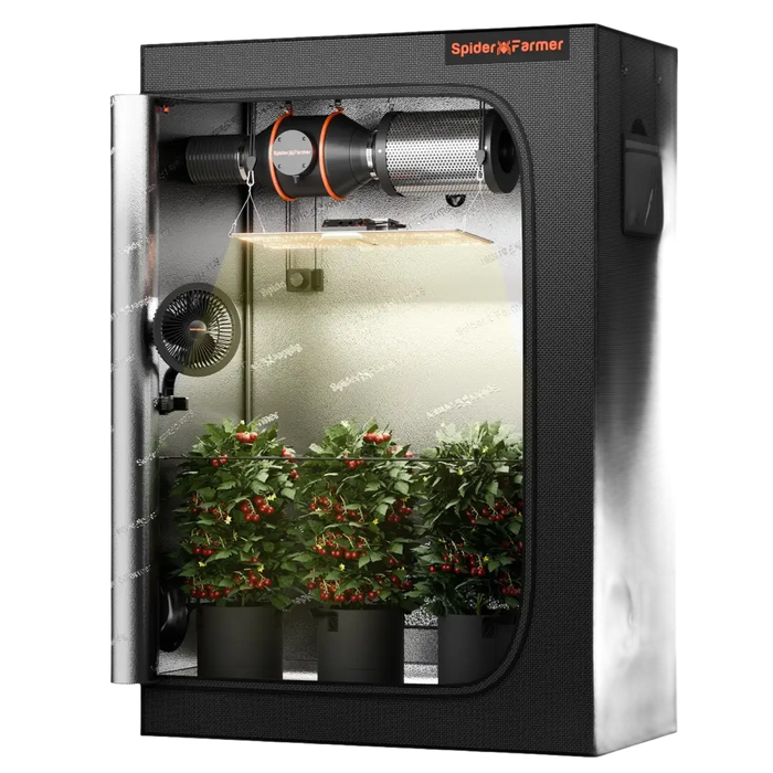 Indoor-Grow-Zelt mit Pflanzen.