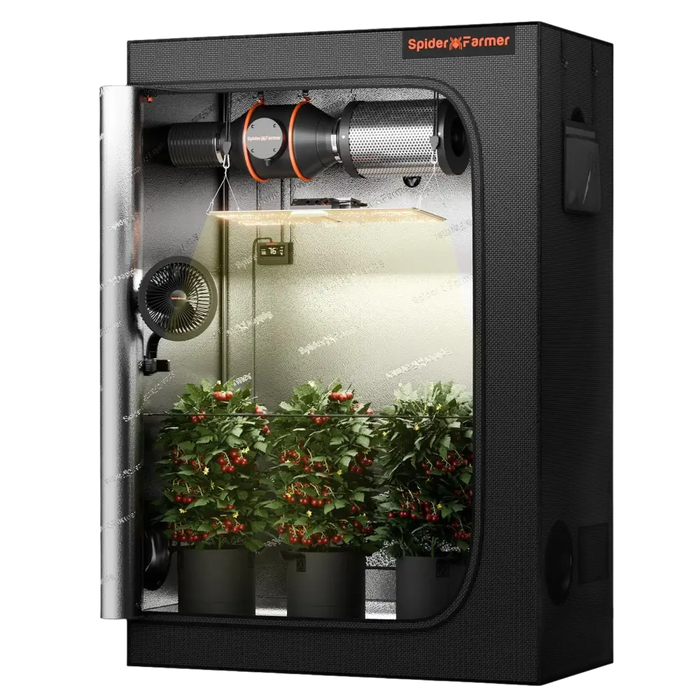 Indoor-Grow-Zelt mit Pflanzen.