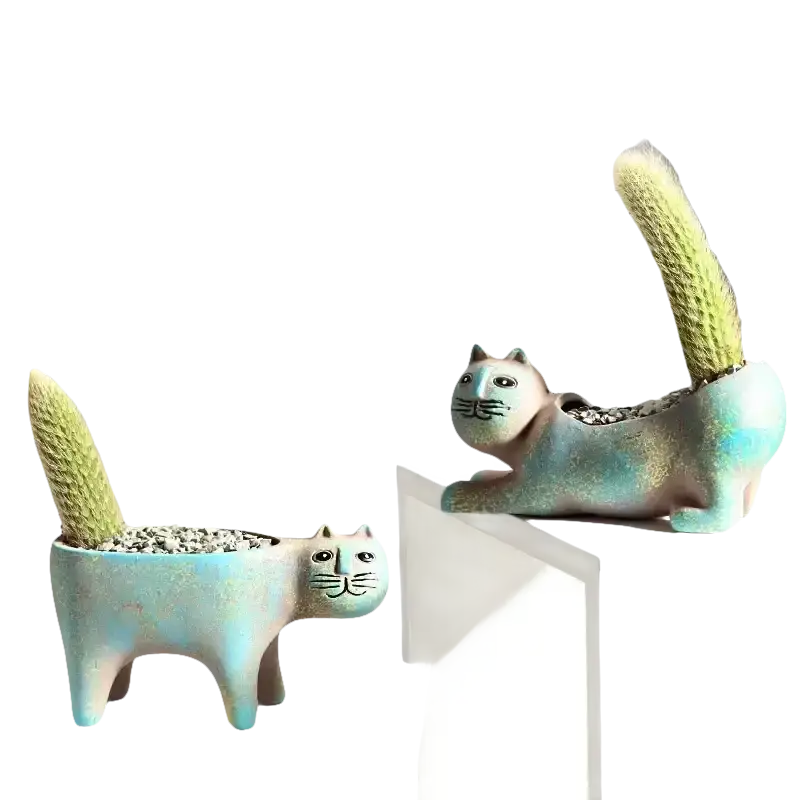 Keramikblumentopf Katze in Katzenform, ideal für kleine Pflanzen und Gartenliebhaber