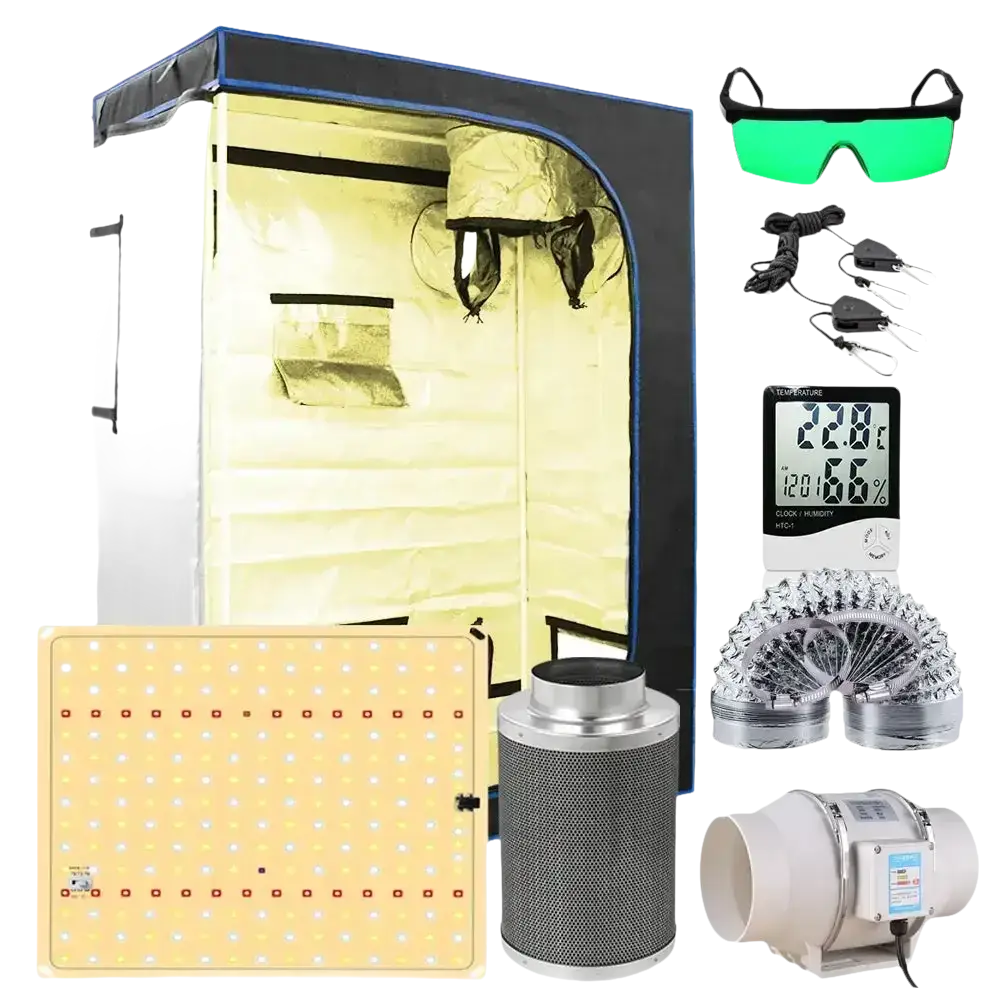 Premium Indoor-Grow-Zelt Komplettset mit LED-Lampe, Ventilator und Zubehör für optimale Pflanzenzucht