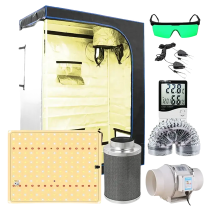 Premium Indoor-Grow-Zelt Komplettset mit LED-Lampe, Ventilator und Zubehör für optimale Pflanzenzucht