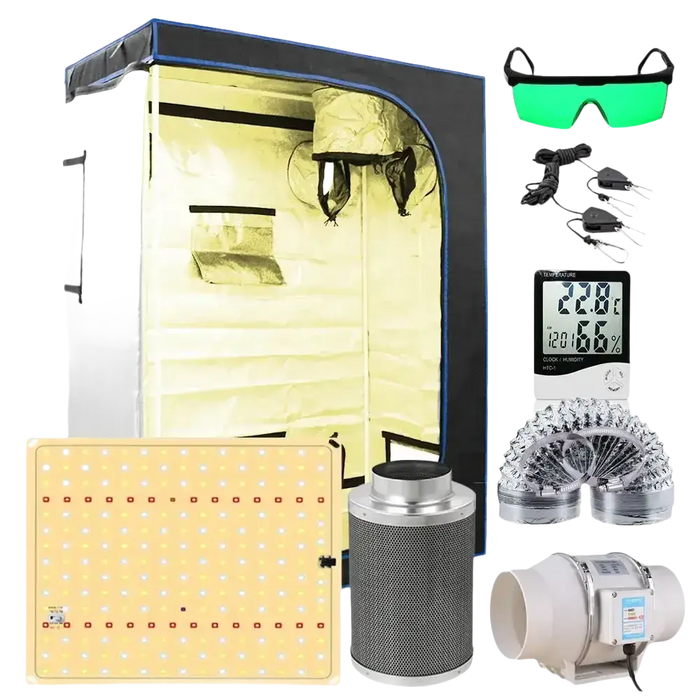 Premium Indoor-Grow-Zelt Komplettset mit LED-Lampe, Ventilator und Zubehör für optimale Pflanzenzucht