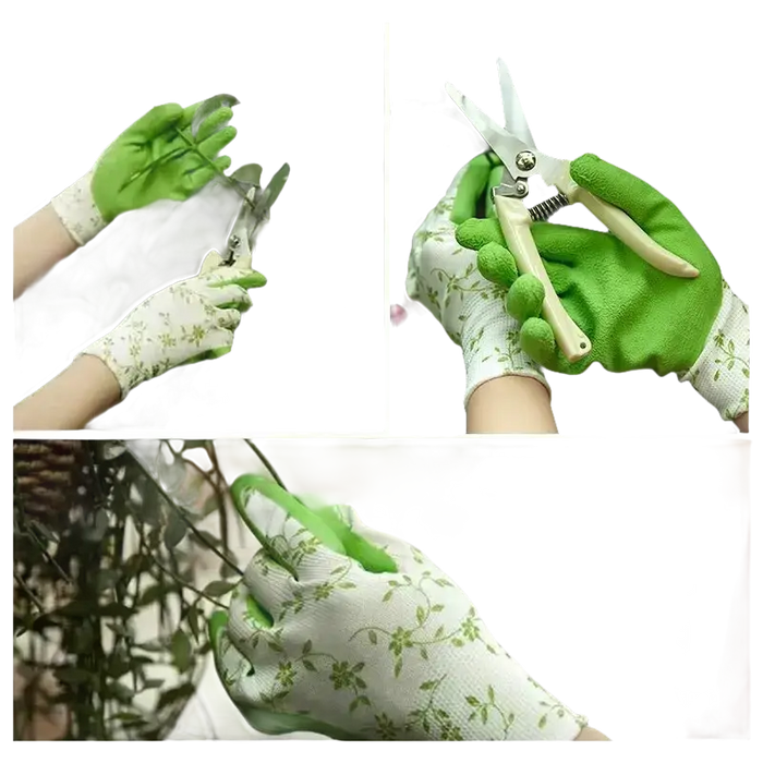 Florale Gartenhandschuhe.