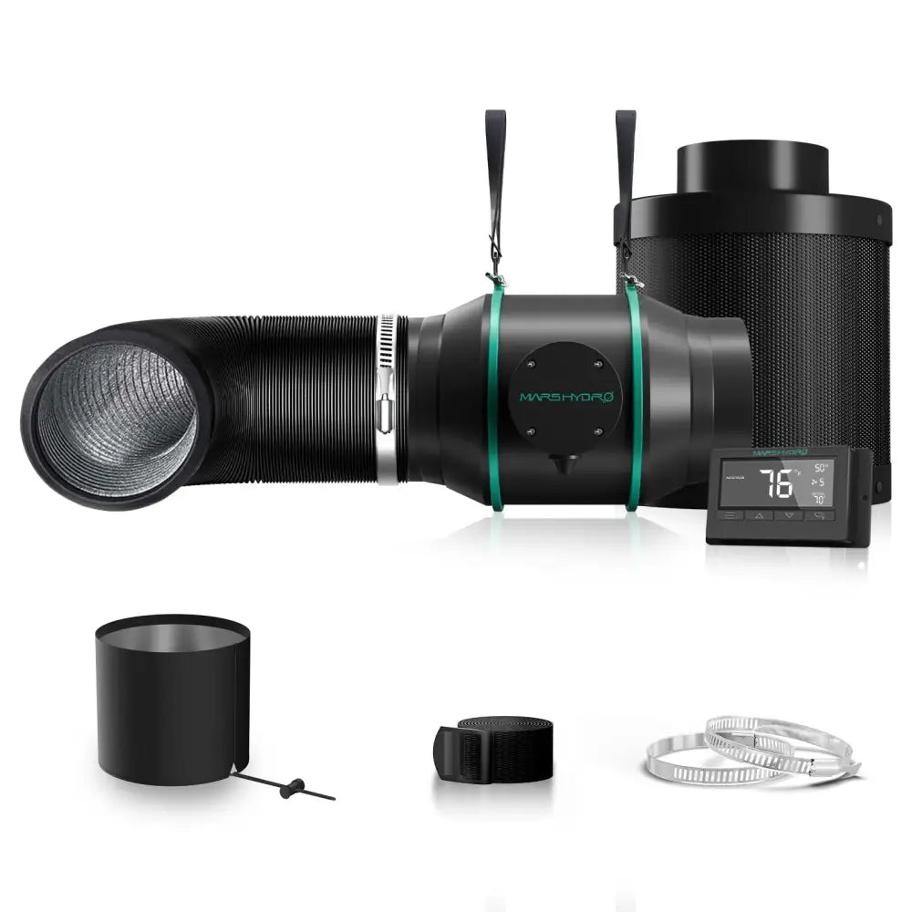 Schwarzes Lüftungssystem mit Controller.