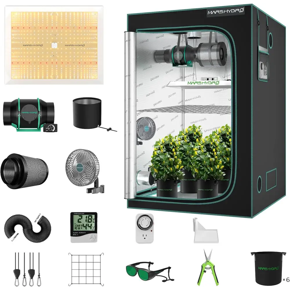Einrichtung eines Indoor-Grow-Zeltes.