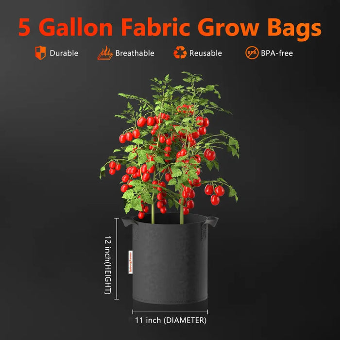 Stofftasche mit Tomatenpflanze.