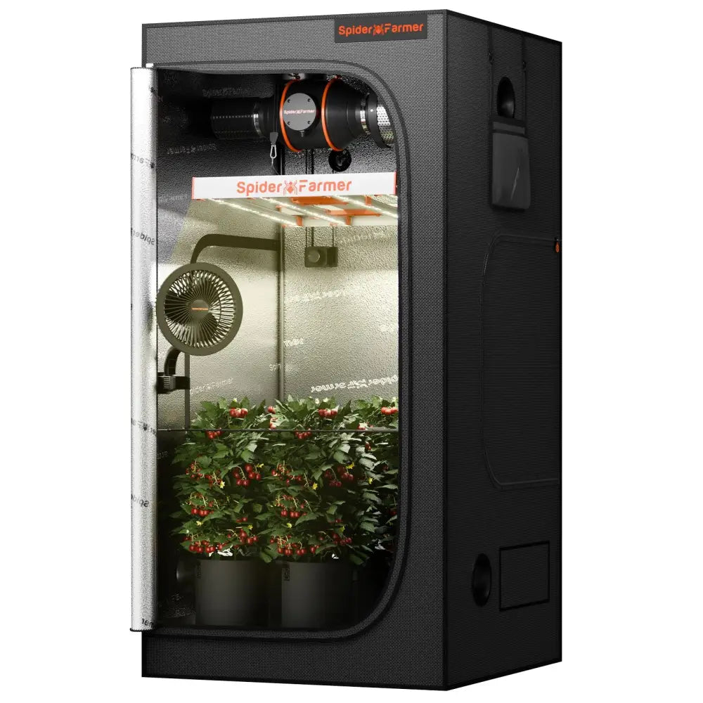 Indoor-Grow-Zelt mit Pflanzen.