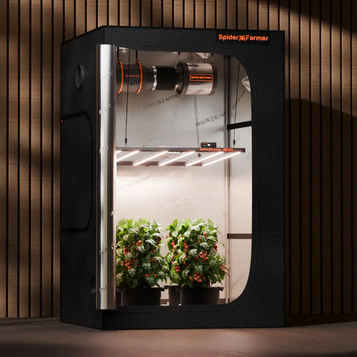 Indoor-Grow-Zelt mit Pflanzen.