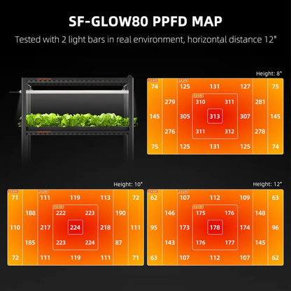 PPFD-Karte für SF-GLOW80-Wachstumslicht.