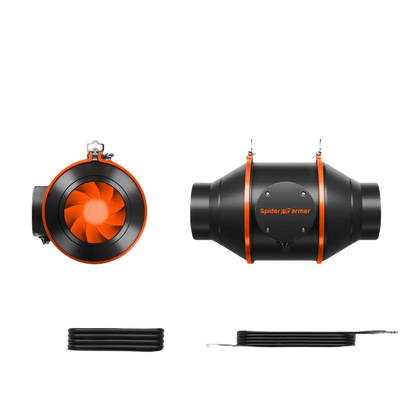 Inline-Kanalventilator mit Spezifikationen.