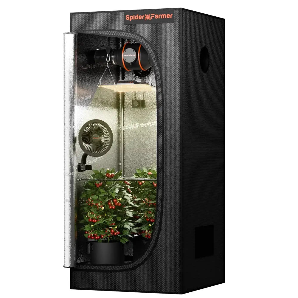 Indoor-Grow-Zelt mit Pflanzen.